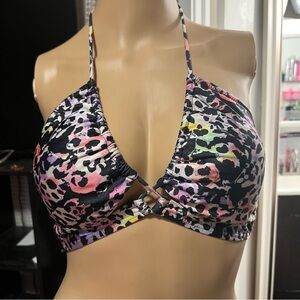 NY&C Multicolor Leopard Print Bikini Top